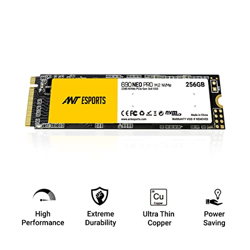 Image of Ant Esports 690 Neo Pro M.2 NVME 256GB Internal Solid State Drive /SSD with NMVE PCIe Gen3x4 Drive Supporting The PCI Express 3.1, speeds Upto Read /Write - 3100 /1800 MB /s Compatible with PC and Laptop