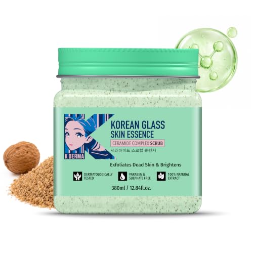 Image of K DERMA Korean Face & Body Scrub | With Rice Water & Ceramide | For Glass skin | Deep Cleansing | Exfoliation | Skin Brightening | For Glowing Skin | 380ml | Pack of 2