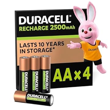 Duracell Batterie Ricaricabili AA (confezione da 4), 2500 mAh NiMH, pre-caricate, le nostre batterie n.1 per lunga durata