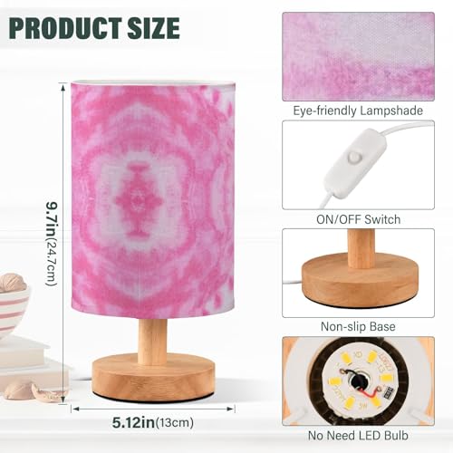 Lámpara de Mesa Cilíndrica Tie-dye Rosa con USB miniatura 3