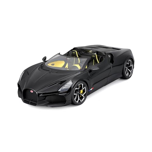 Bburago Bugatti Mistral: Modellauto im Maßstab 1:18, Türen und Motorhaube beweglich, schwarz (18-11051BK)