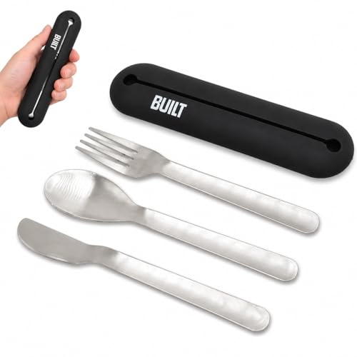 Built Reusable Utensil Set with Silicone Storage Case, Black -