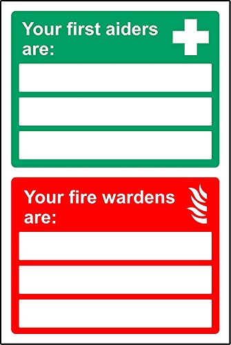 Image of Multi sign Your first aiders are and your fire wardens are Safety sign - 1.2mm Rigid plastic 300mm x 200mm