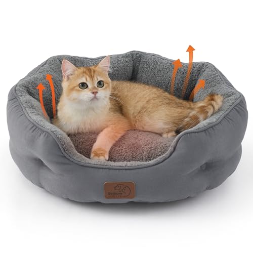 Bedsure Self Warming Cat Bed - Round Cat Beds for Indoor Cats, Washable Pet Bed for Puppy and Kitten...