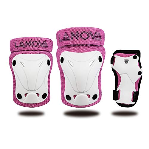 LANOVAGEAR Kids Knee Elbow Pads with Wrist Guards for Multi-Sports
