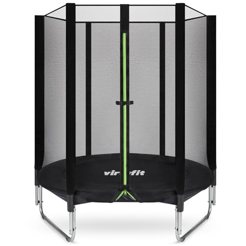 VirtuFit Kindertrampolin mit Sicherheitsnetz - Schwarz - 140 cm - Gartentrampoline