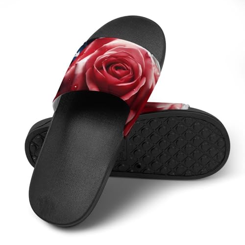 Rose U.S. Flower House Sandals Non-Slip Bathroom Slippers Beach Summer Shoes for Men Women4