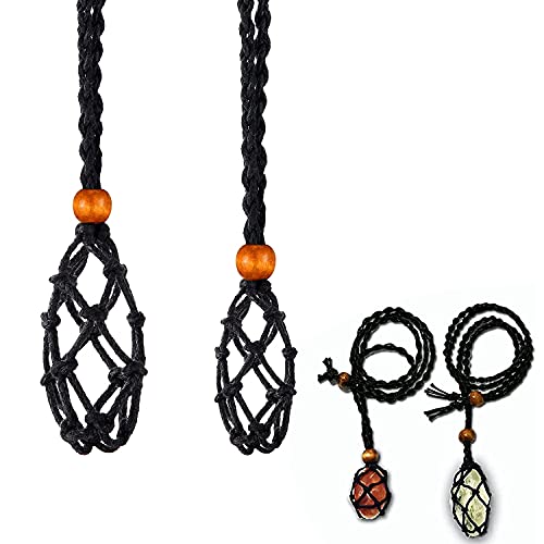 2 piezas de collar cordón vacío soporte de piedra ajustable Retro trenzado piedra collar collar de repuesto cuerda cuerda para cristales, cadena de piedra collar de cadena cadena de piedra, cadena de