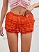 Women Y2K Lace Multi-Layered Bloomers, Lolita Ruffle Shorts, Sexy Short Pumpkin Pants, Elastic Waist Sweet Pettipants (US, Alpha, Large, Regular, Regular, Orange)