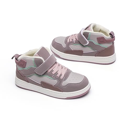 High-Top Fashion Sneakers, Gray and Pink Athletic Shoes with Mint Accents, Cushioned Comfort