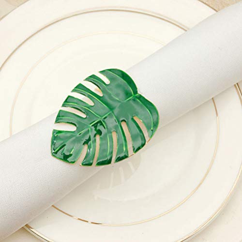 Bestoyard Palm Leaves Napkin Ring Christmas Napkin Rings Green Leaf Napkin Holders Serviette Buckles Dining Table Decoration Holiday Wedding Tropical Party Supplies 4Pcs #TOP1