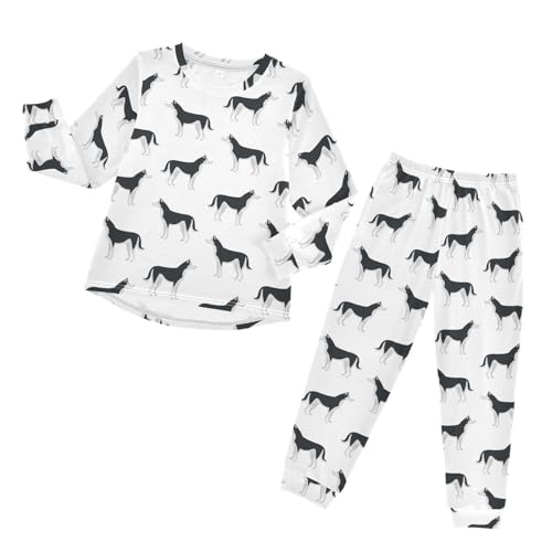 Long Sleeve Pajama Set for Girls Boys Kids,Dog Cute Comfy Nightwear Soft Loungewear,Family Matching PJs Underwear Set 4T