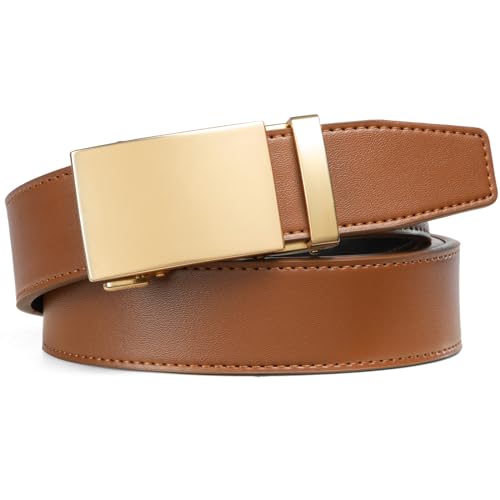 Image of Founders & C Men's Ratchet Belt 1 3 /8 inch,Leather Dress Belt Adjustable with Click Sliding Buckle Trim to Exact Fit