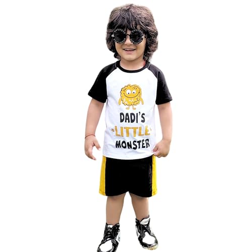Image of Be Awara Kids Printed Half Sleeves T-shirt & Shorts Clothing Sets, 100% Cotton Soft Unisex Cord Set, Comfortable Wear for Kids With Cool Prints, Everyday Casual Wear for Boys & Girls