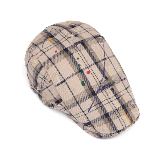 Image of Quanhaigou Unisex Denim Newsboy Hats Flat Ivy Gatsby Cabbie Driving Berets Hat Cotton Dad Cap for Men Women