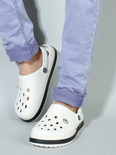 Image of Carlton London Men's Perforated Two-Tone Slip-On Clogs - Lightweight, Breathable, & Waterproof Comfort Footwear for Men | Anti-Slip EVA Rubber Clogs with Backstrap for Indoor, Outdoor, & Beach Wear