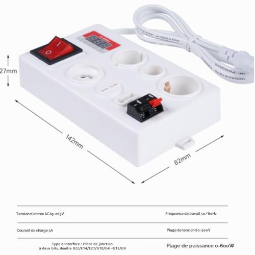 Kquepo Testeur de Lampe Ampoule E27 B22 E14 LED Lumière Tension Puissance Boîte de Test avec Affichage de Puissance PRISE de L'UE – vue 8