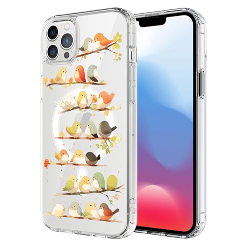 Coque iPhone 16 transparente avec MagSafe et motif oiseaux mignons en silicone ultra fine