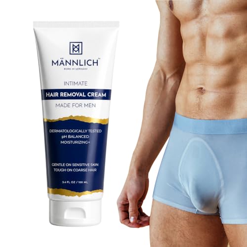 Image of Mannlich Intimate /Private Hair Removal Cream for Men (100 ml) | Painless, Faster, Soothing for Unwanted Coarse Pubic Hair, Suitable For All Skin Types (Pack of 1)
