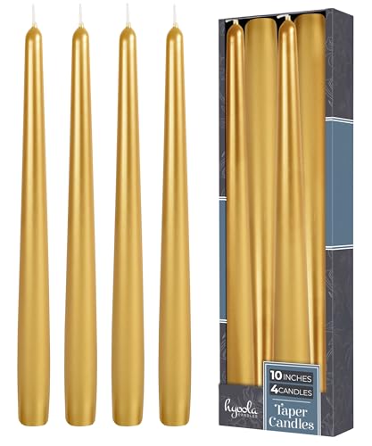 Hyoola Tall Taper Candles - 10 Inch Metallic Gold...