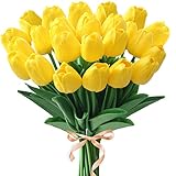 Starryle 10Pcs Yellow Tulips Real Touch Artificial Tulips Fake Flowers for Spring Decor Tulips for M