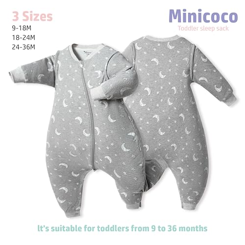 Image of 0.5 Tog Wearable Blanket with Detachable Long Sleeves, Footie Jumpsuit for 9-36 Months