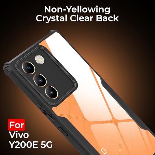 Image of A rtistque Clear Hard Transparent Acrylic Armor Anti-Drop Shockproof TPU Edge Back Cover Case for Vivo Y200e - Black