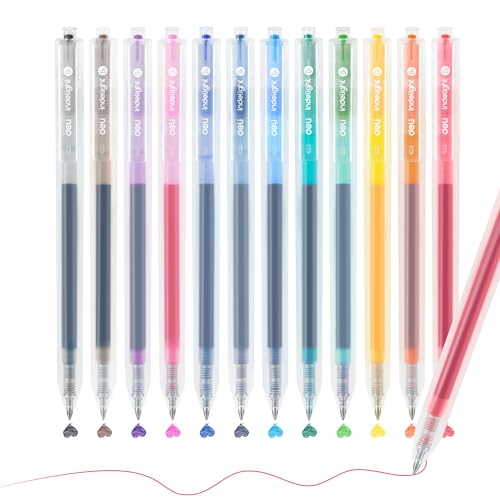 Bolígrafos de gel multicolor deli, 12 unidades retráctiles