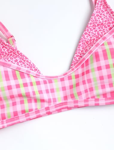 Image of ZAFUL Women's Polka Dot Bikini Tops Double Layer Halter Swimsuit Top Color Block Bathing Suit Top Only