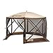 Clam Quick-Set Escape 11.5 x 11.5 Foot Portable Outdoor Gazebo Canopy Camping Tent Shelter, with 3 Wind and Sun Panels and Carry Bag Accessory, Brown