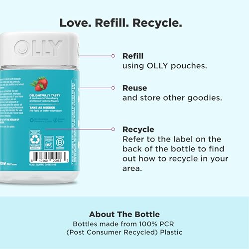 Image of OLLY Goodbye Stress Gummy, GABA, L-Theanine, Lemon Balm, Stress Relief Supplement, Berry - 60 Count