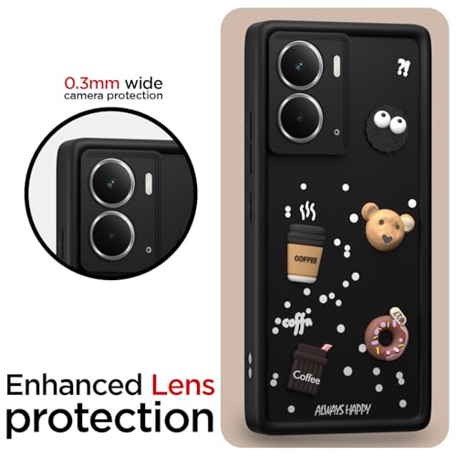 Image of Pikkme Back Cover for Realme P3 5G | Cute Fun Cartoon 3D Bear Silicone Full Body Protection Bumper Case (Black)