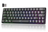 TMKB T63 Gaming Keyboard, 60% Wireless Mechanical Keyboard with Bluetooth/2.4G/Type-C, Compact 63 Keys Anti-Ghosting, RGB Backlight, Linear Red Switch - Black