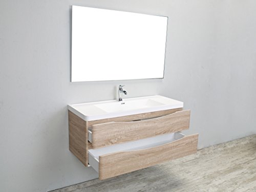 Eviva Smile 48 Inch White Oak Wall Mount Modern Bathroom Vanity With White Integrated Acrylic Top #TOP2