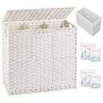 Laundry Hamper with Lid Laundry Basket 132 L PE Rattan, White