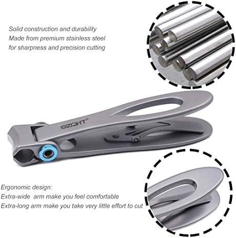 Nail Clippers for Thick Nails,SZQHT 15mm Wide Jaw Opening Finger Nail Clippers for Ingrown Toenail Clippers for Men,Tough Nails, Seniors, Adults.Deluxe Sturdy Stainless Steel Big(Silver)