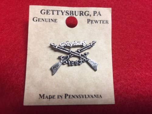 Small Gettysburg Crossed Rifles 1863 Civil WAR Pewter Lapel PIN HAT TAC New