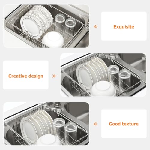 Escurridor de platos extensible de acero inoxidable para el fregadero 4