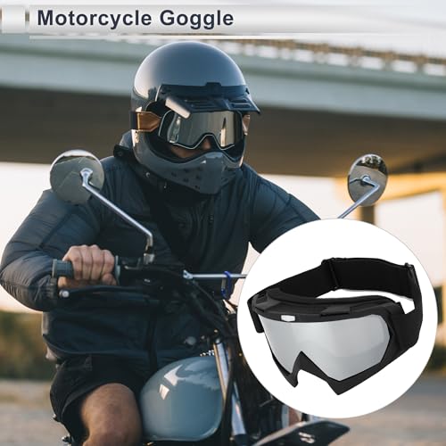 1 Pc Universal Motorcycle Goggles Dimmable Sunglasses UV Protection Matte Black TPU PC2