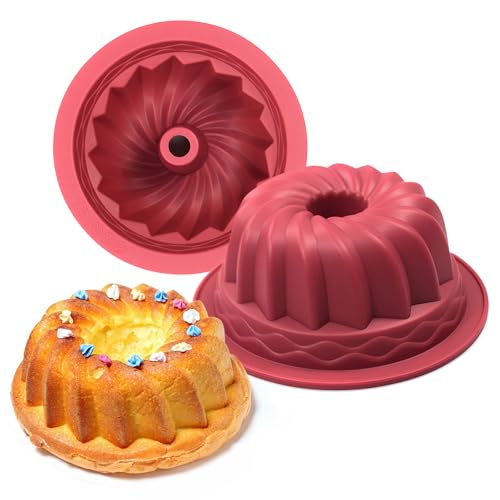 4er pack 4 Inch Silicone Mini Bunt Cake Pan, Nonstick, BPA Free, Dishwasher Safe,Silicone Cake Molds for Baking, Oven Fluted Tube Baking Pan for Pumpkin Cake, Jelly, Brownies, Bread, Pudding