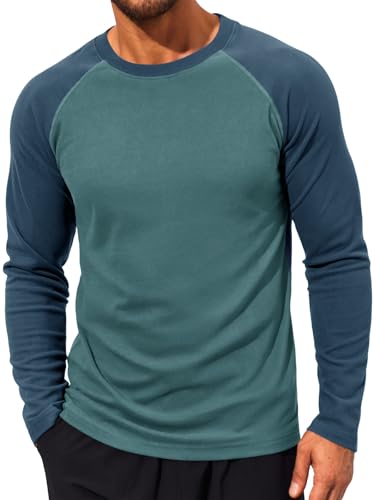 Yousify Mens Athletic Thermal T Shirts Fleece Crew Neck Long Sleeve Shirts Running Hiking Active Pullover Tops with Pocket