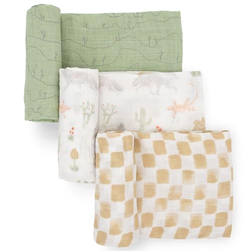 Image of Little Unicorn Muslin Swaddle Blanket for Newborns & Infants | Soft & Breathable Fabric | Set of 3 Baby Blankets for Swaddling, Nursing, Shower Gifts (Desert Night)
