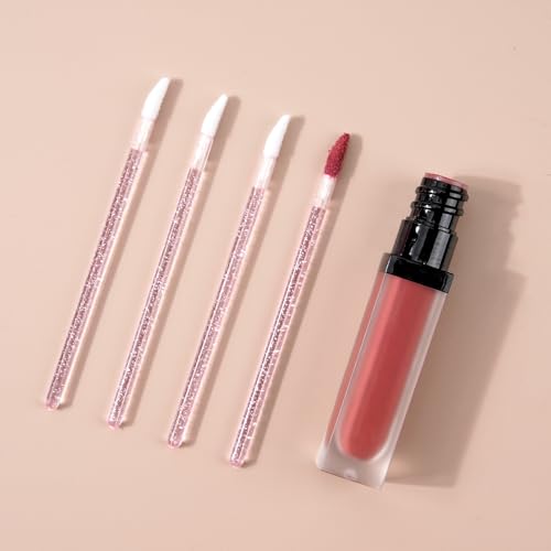 300 Stück Einweg Lippenpinsel, Mikro Applikator Pinsels, Make Up Lippenstift Pinsel, Schwarz Lip Gloss Lippenstift Pinsels Gloss Stab Applikatoren (Rosa)