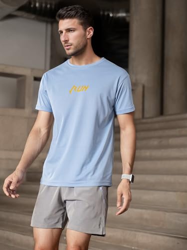 Image of FitMonkey Sports Crew Neck Stretchable Dry Fit T Shirt | Regular Fit Textured T Shirt for Men |Sport T Shirt for Men | Quick Dry Technology with Moisture Control |Breathable & Lightweight