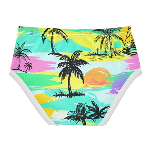 Tropical Palm Trees Rainbow Girl Panties Cute Toddler Girls Underwear Cotton Fancy Briefs Girls Undies 2t2
