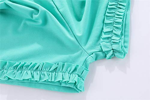 Mud Kingdom Toddler Girls Summer Outfit 2 Piece Ruffle Hem Tank Tops And Shorts Set Cartoon Ocean Navy Blue 2T #TOP7