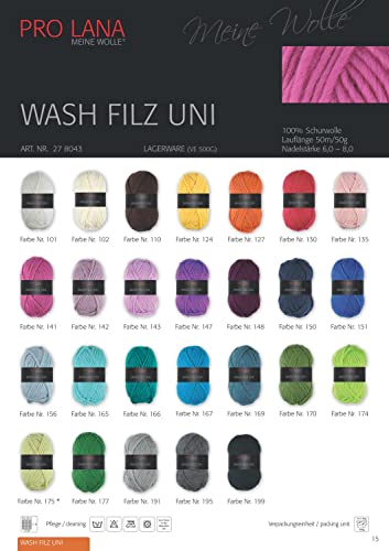 PRO LANA Wash-Filz Uni Wolle 50g 101 – Bild 2