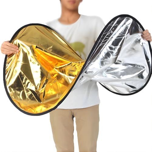 Image of SMILEDRIVE 5-in-1 Photography Reflector 110cm (43 inch) | Collapsible Multi-Disc Light Reflector, Translucent Diffuser, Silver, Gold, White, Black, Carrying Bag Included