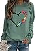 TYQQU Damen Pullover mit Herz und Hundepfote zum Dating mit Freund Langarm Casual Sweatshirt Dunkelgrün XL