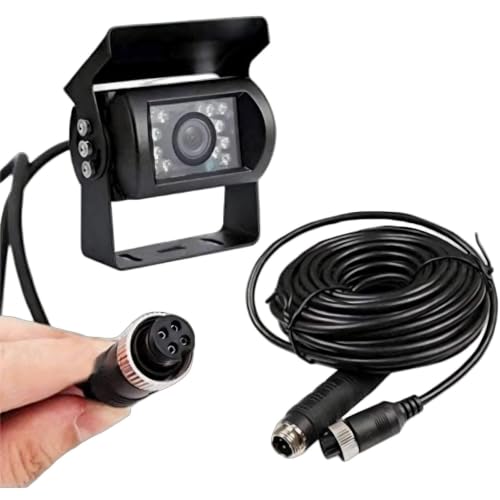 Multibao Reversing Camera Kit, 10m 4-pin Aviation Cable, IP68, 12–24V, 18 IR LEDs Night Vision, for Car, Bus, Truck, Camper, Caravan